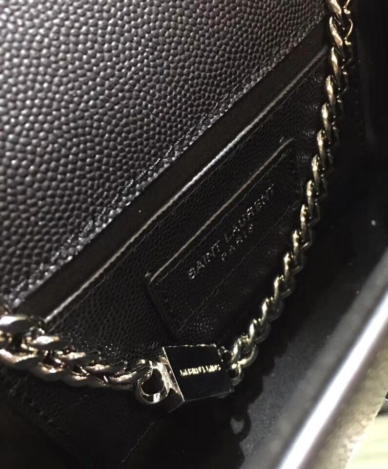 Saint Laurent Grain De Poudre Small Monogram Kate Satchel 452158 Black
